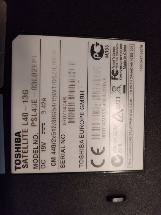 Laptop Toshiba Satellite L40-13g