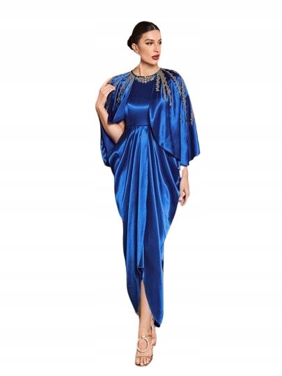 Shein sukienka elegancka wesele niebieska maxi na zamek 38 łst