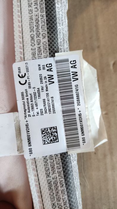 Kurtyny boczne airbag VW Polo 2G komplet