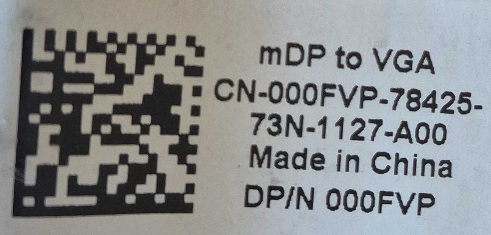 Adaptador Dell mDP (Mini DisplayPort) para VGA ainda selado