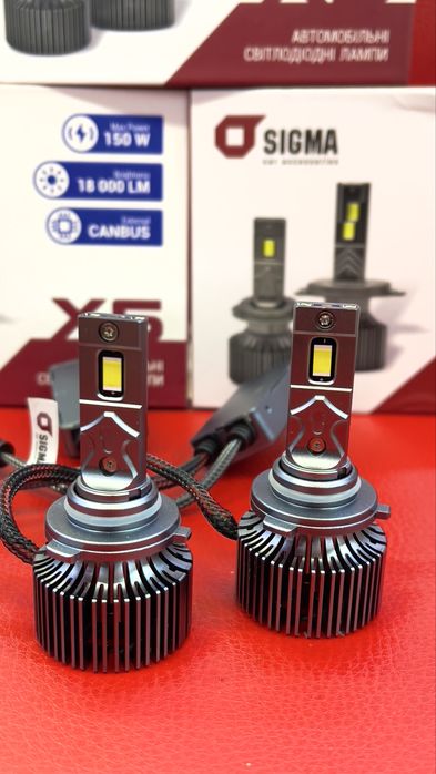 Лед лампи Sigma 75Вт 18000Лм у цоколях  H7/H11/HB3/HB4/H4
