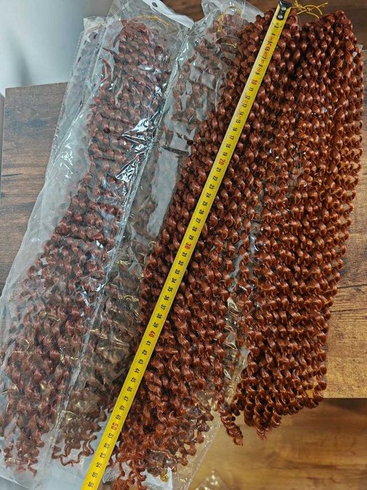 Włosy Syntetyczne LOKI Water Wave 60cm Miedziany Rudy - Zestaw 6 paczek