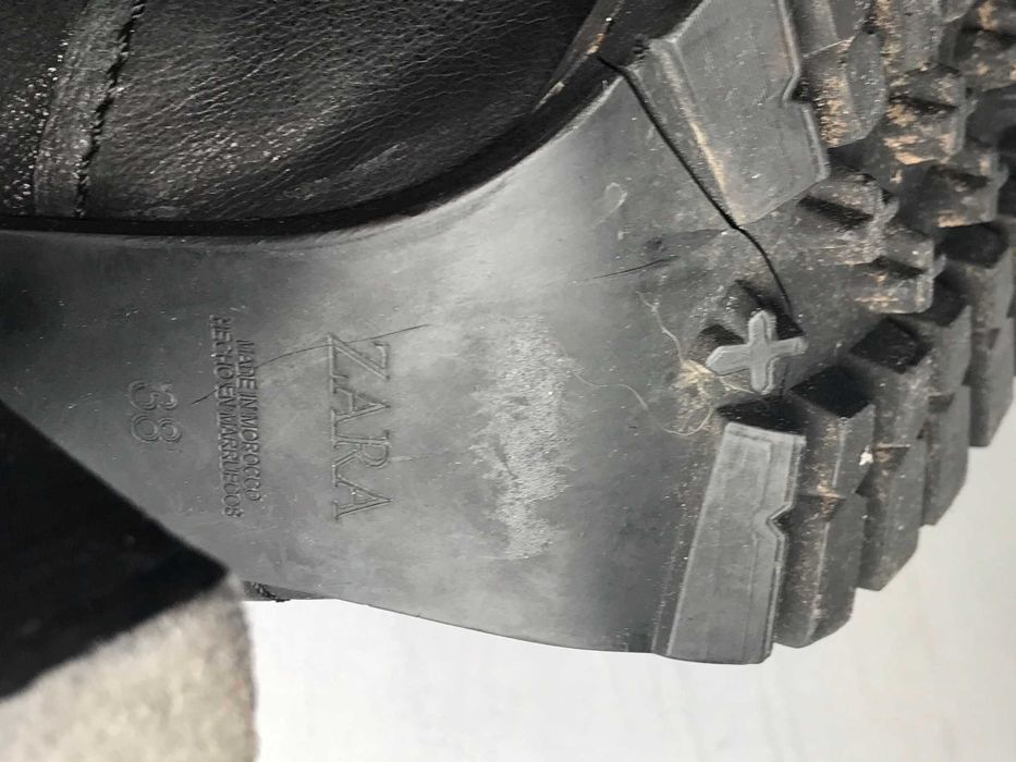 Czarne skórzane botki Zara 38 skóra naturalna 23,8 cm