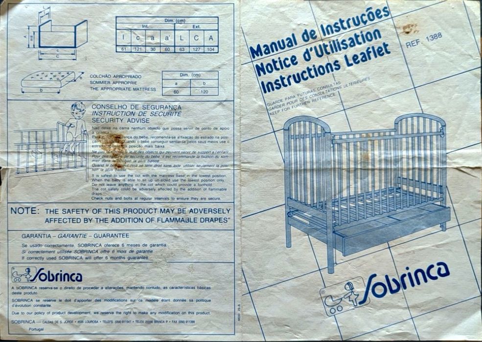 Cama de grades /berço - Sobrinca