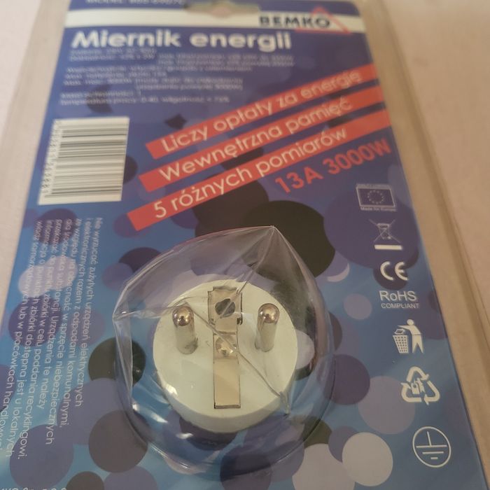 Watomierz, miernik energii, BEMKO, Bemko B65-6907c, 13A, 3000W. Nowy!