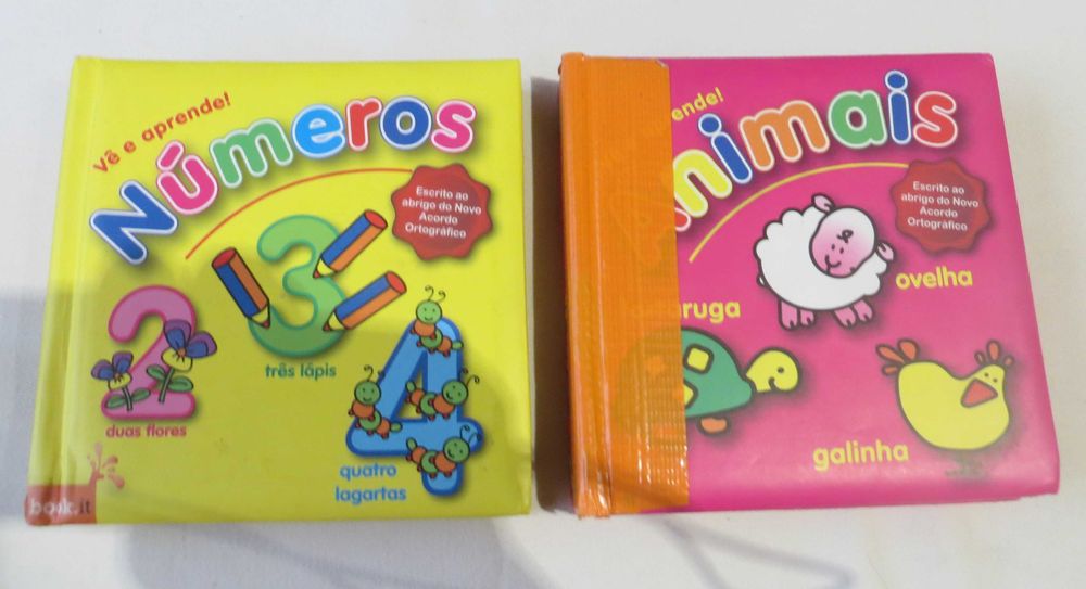 2 Livros Vê e aprende Números e Animais C/acordo ortográfico 3/5 anos