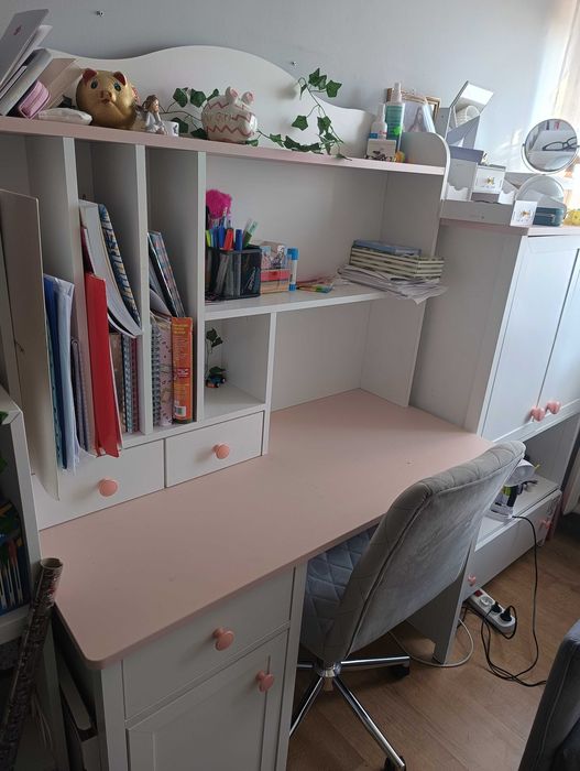 Biurko biało różowe LUNA