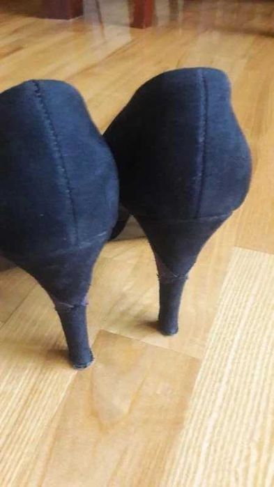 Szpilki czarne zamszowe platforma 37 buty czółenka