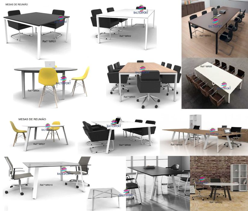 Mesa Redonda Mesa Retangular Mesa Oval Aço e Melamina e Madeira NOVA