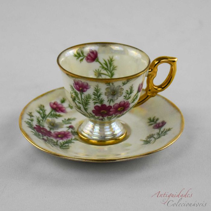 Chávena de café e pires Lustrina, “October Cosmos” circa 1950