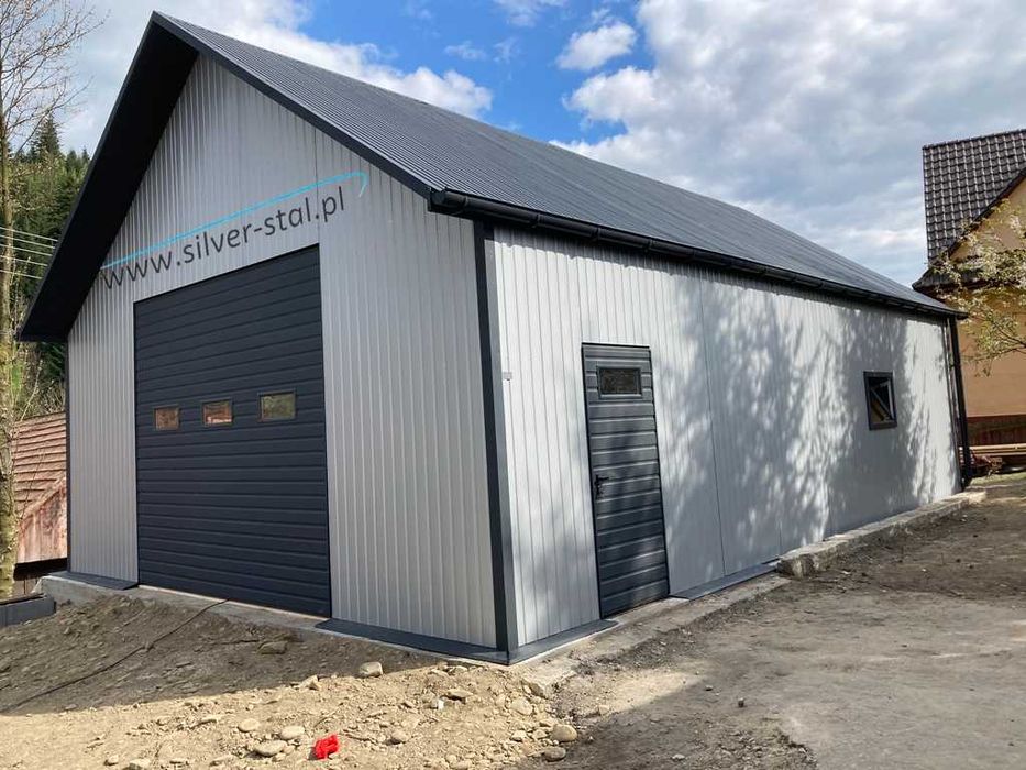 Garaż blaszany 6X12 6X9 Silver-stal Garaże RAL 7016 RAL 9006