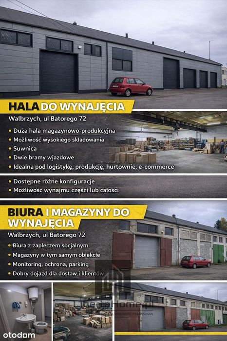 BIURA MAGAZYNY HALA blisko centrum W-ch 1000m2