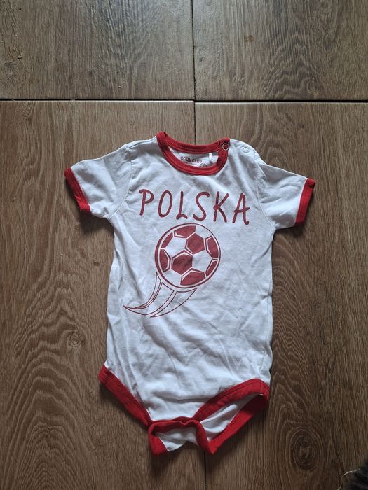 Body chłopięce r.80 biało czerwone z napisem Polska