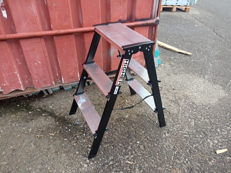 Drabina aluminiowa domowa stalowa dwustronna HIGHER 2x3 150kg - II Gat