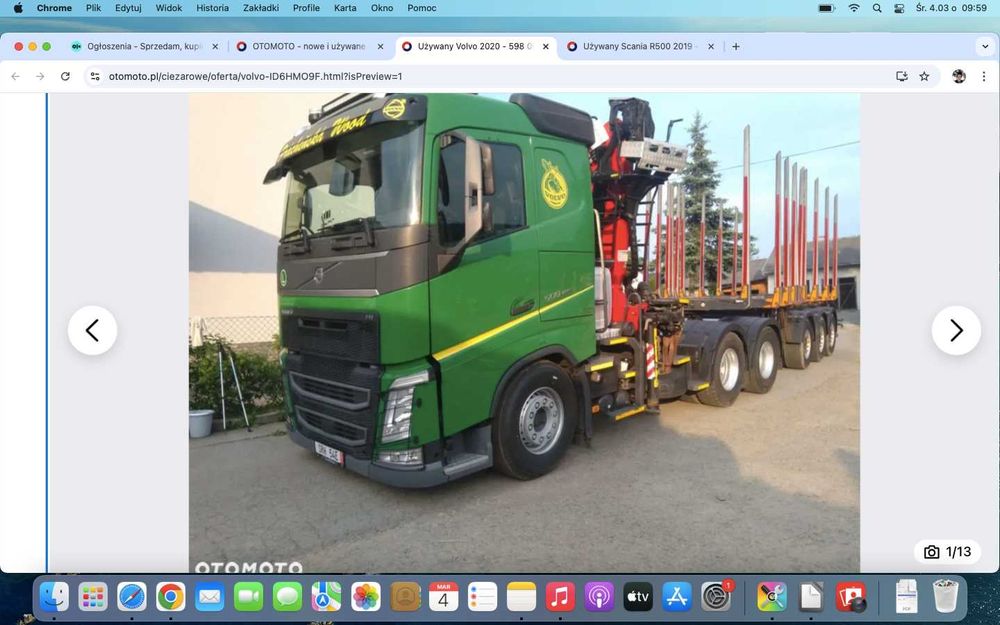 VOLVO FH500 do drewna do lasu