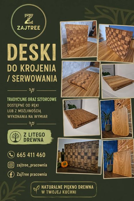 Deska sztorcowa dębowa do krojenia - serwowania  39x28