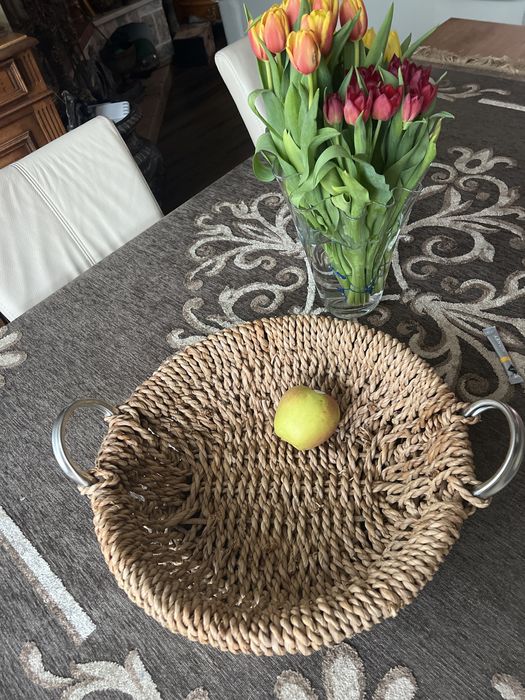 Nowy solidny kosz koszyk na owoce rattan wiklina sznur naturalny