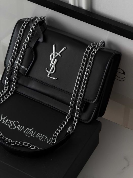 Жіноча сумка клатч Saint Laurent через плечо  Лоран серебро