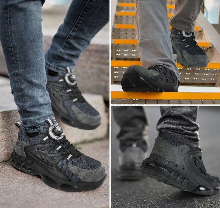 Czarne buty robocze r 40 stalowe noski antypoślizgowe