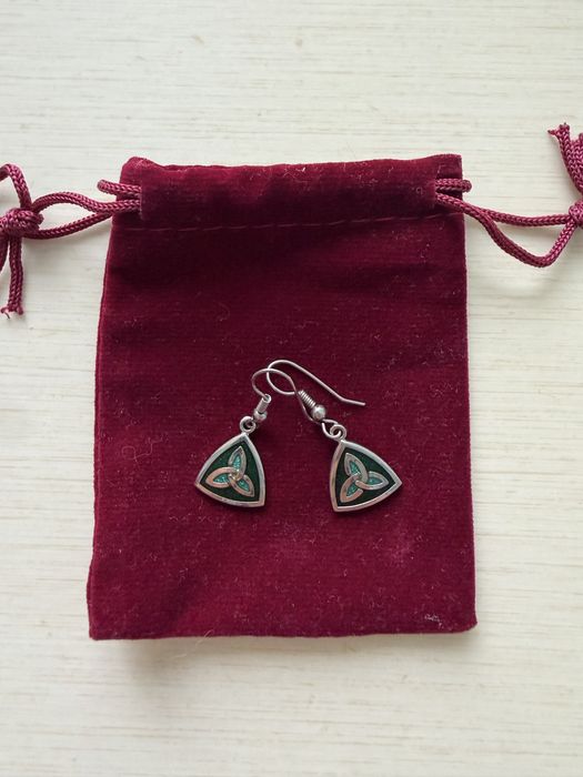 Сережки Celtic Sea Gems Enamel Celtic Trinity Knot blue/turquoise емальовані синьо-зелені
