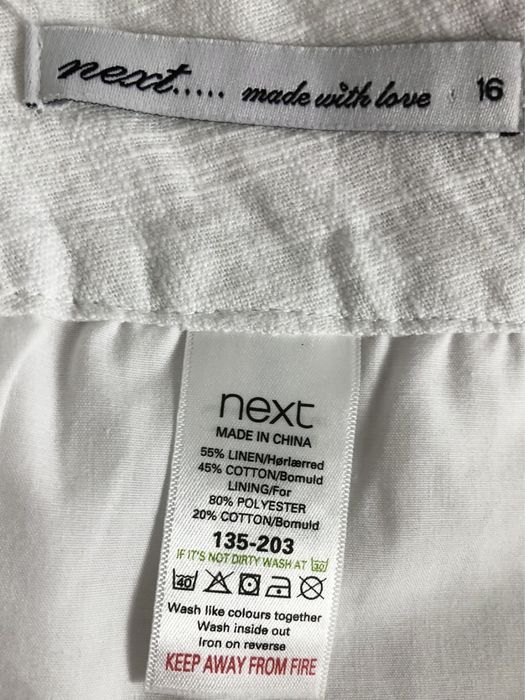 Biała lniana wiosenna spodnica midi Next za kolano do pracy 2XL XXL