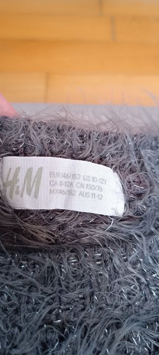 Sweter włochaty 146/152 H&M srebrna nitka