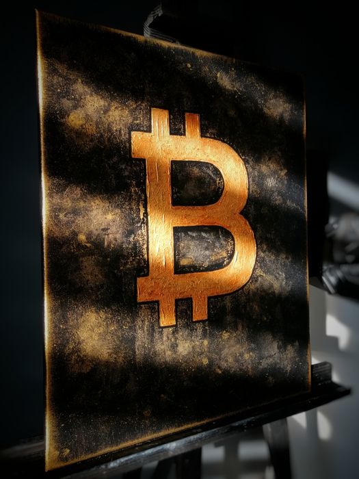 Obraz Bitcoin ręcznie malowany