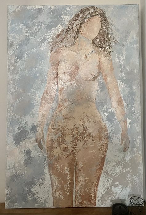Quadro nu de mulher, pintado á mão em tela