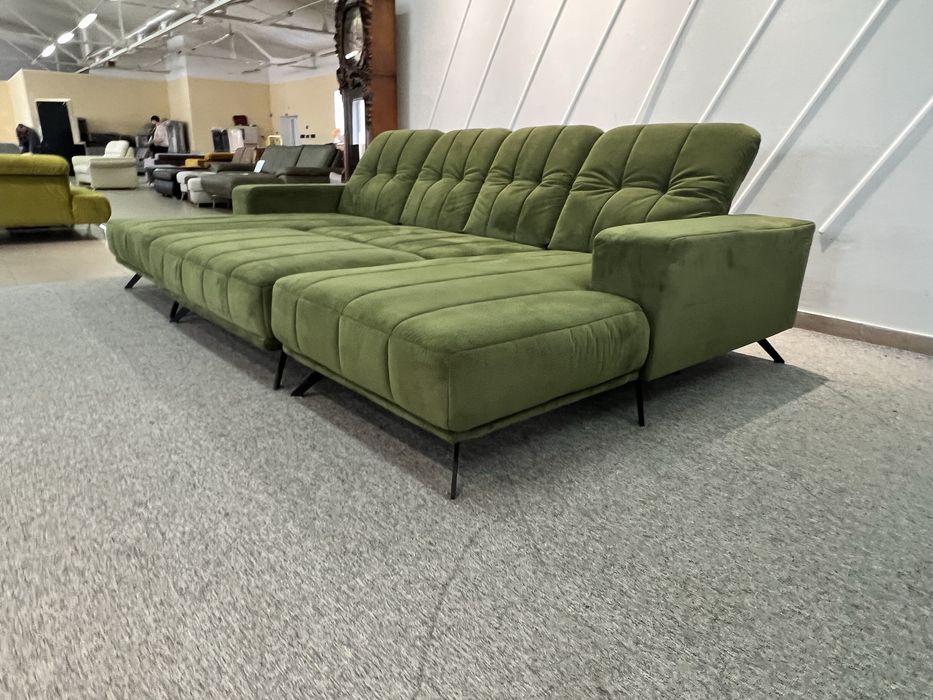 Великий диван пуфік тканина велюр салатовий