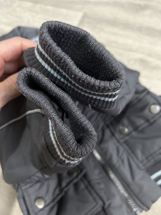 Куртка тепла дитяча сіра демісезонна флісова підкладка весна-осінь