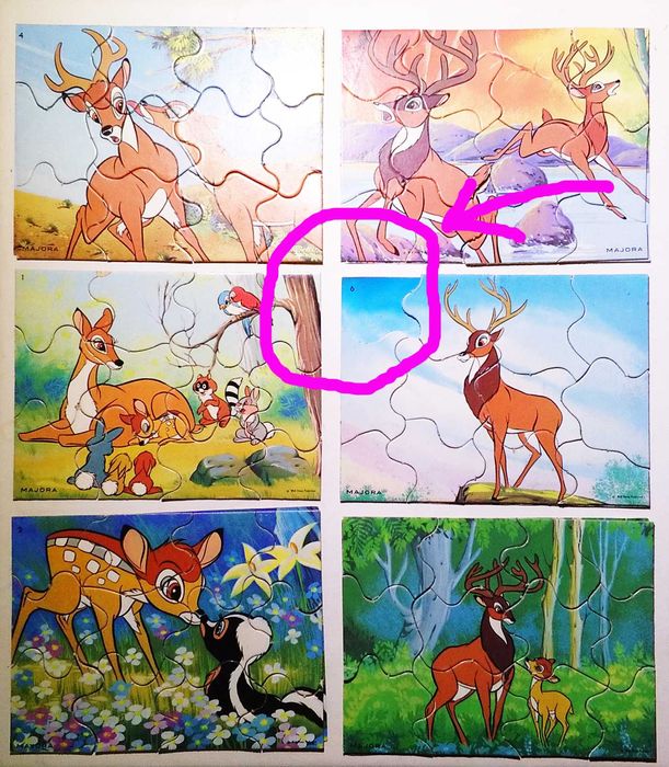 Antigo Jogo de Puzzles do "Bambi - Disney" da Majora ~ Anos 70 ~ RARO