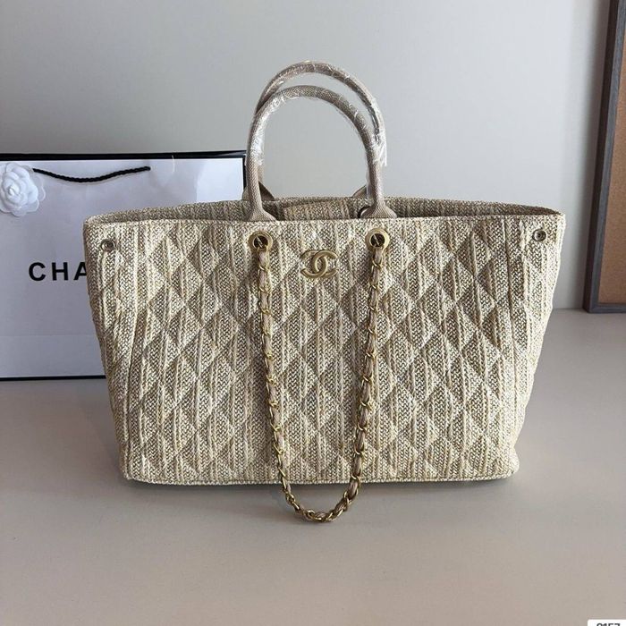 Соломенная пляжна сумка шопер chanel