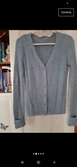 Sweter damski szary na guziki rozmiar s