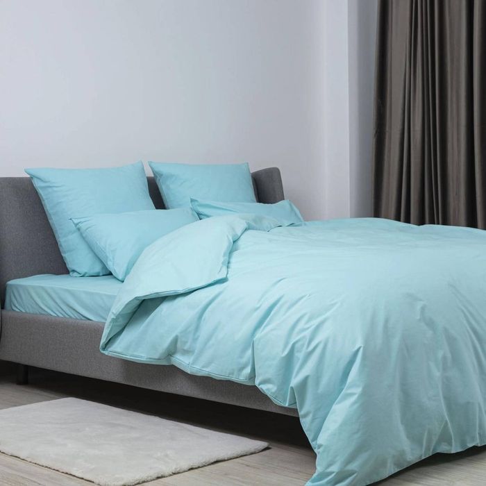 Комплект постільної білизни односпальний блакитний, бірюзовий, постіль
