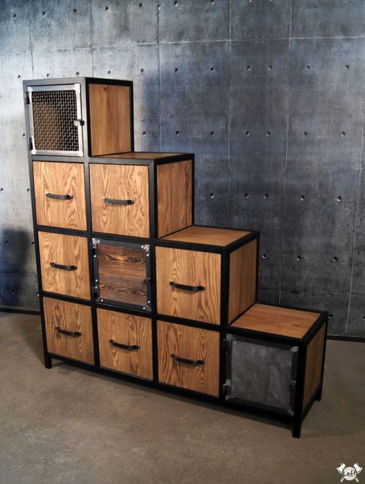 Regał loft komoda z szufladami CUBE
