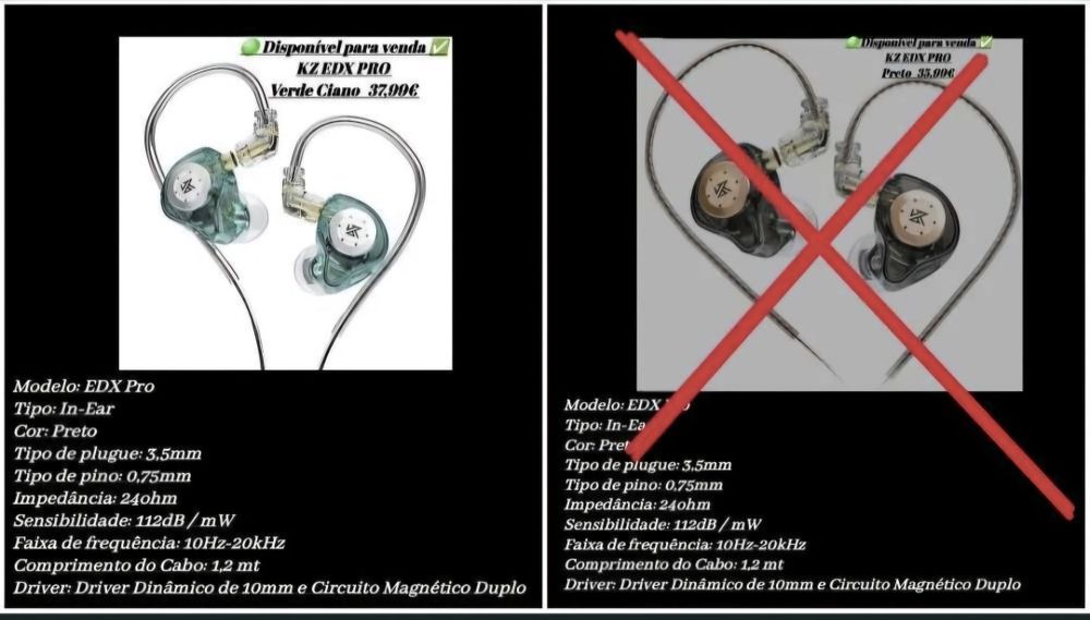 KZ EDX PRO Verde, Preto e transparente. fone de ouvido / Auriculares