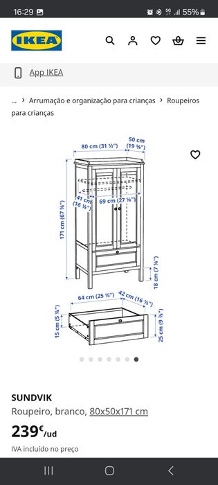 Roupeiro e cama  ikea sundvik  ( cinzento)