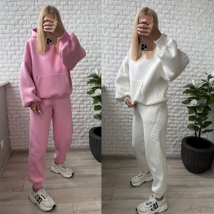 Жіночий спортивний костюм на флісі. Спортивний рожевий теплий костюм