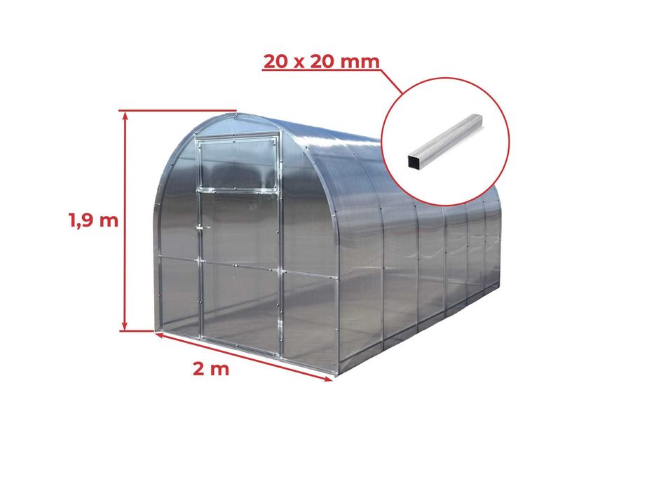 Szklarnia z Poliwęglanu 4mm - 2х4m +4 prezenty (dostępne 4m, 6m, 8m)