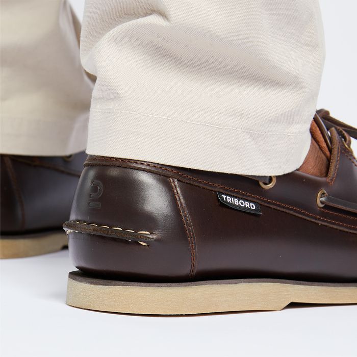 Sapatos de vela couro SAILING 500 Castanho