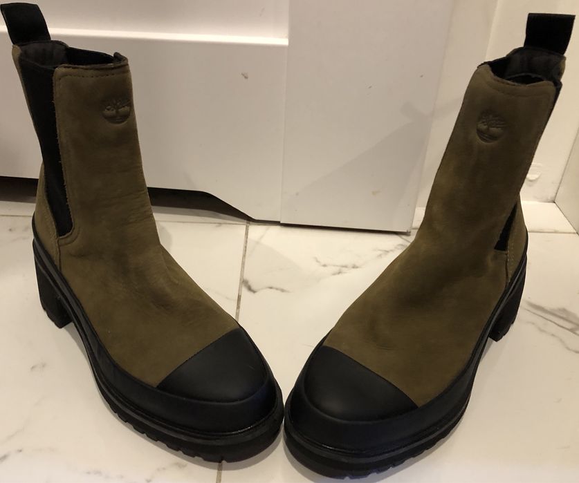 Timberland botki jesienne skórzane khaki czerń 40