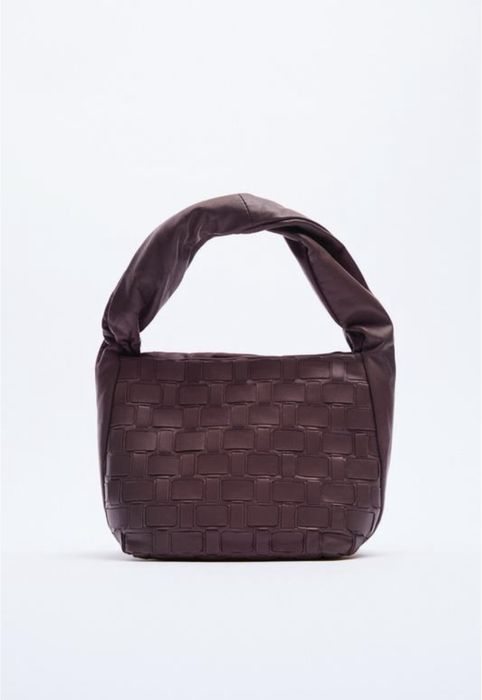 Сумка жіноча ZARA шкіряна плетена колір Бургунді