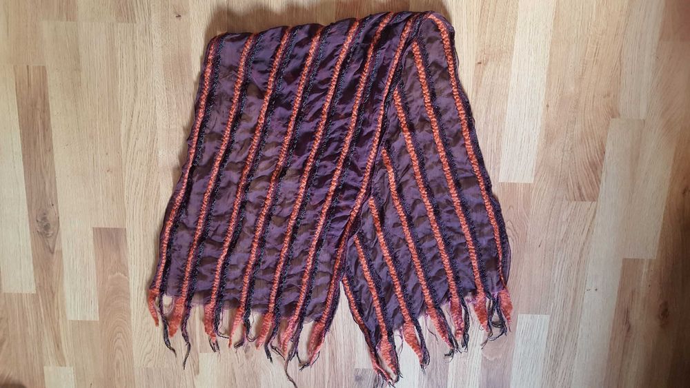 Szal oryginalny szalik wstawki z tiulu, 40x132 cm