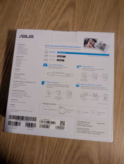 Nagrywarka ASUS ZenDrive U8M Złoty kabel USB-C najnowszy model nagrywa