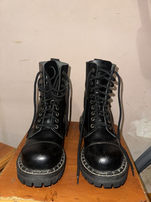 Чоботи , берци , STEADY’S 10 дірок чорні, шкіра