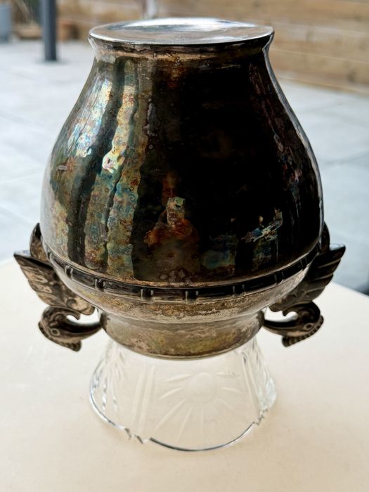 Unikat Art Déco: Wazon Gero Zilvium Ptaki Oryginalny Kryształ Plater