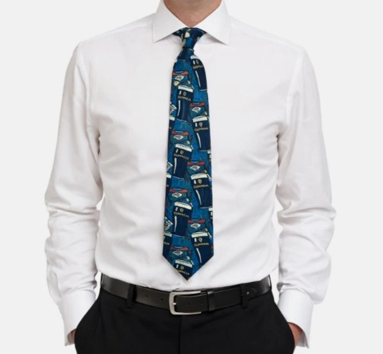 Чоловіча шовкова краватка в принт кухлів пива Guinness