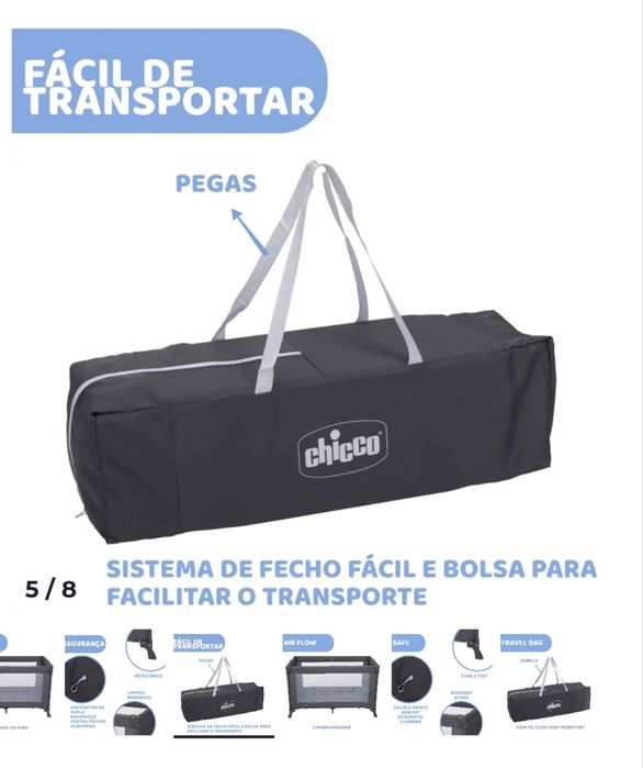 Berço de Viagem Chicco Azul – Dobrável e Portátil