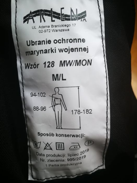 Ubranie ochronne Marynarki Wojennej Wzór 128 MW/MON, rozmiar M/L