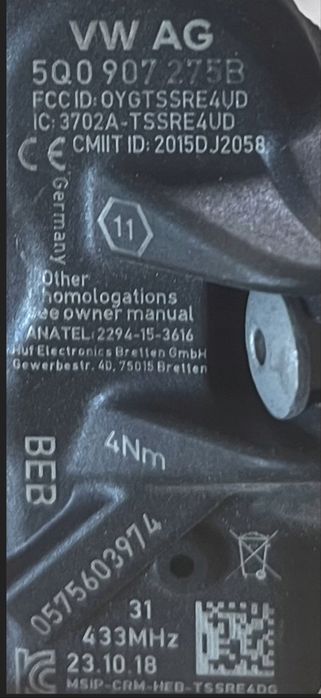 Czujnik ciśnienia opon tpms audi